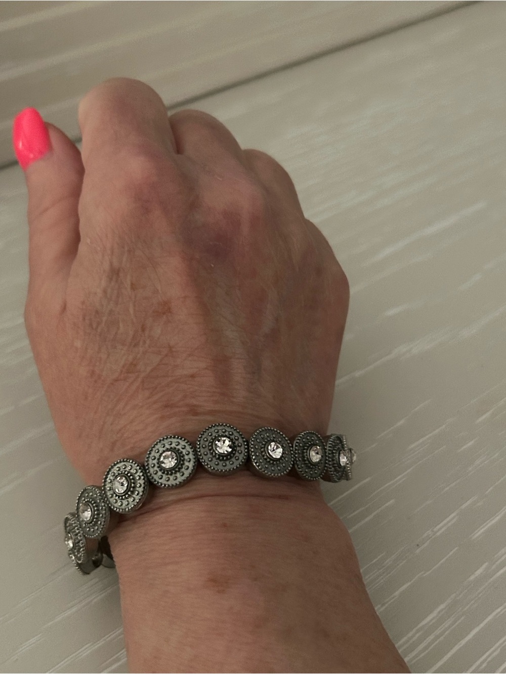 Silver-Tone Crystal Circle Link Bracelet - Women Jewelry